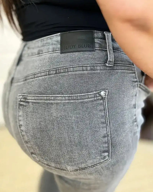 Judy Blue Full Size Button Fly High Waist Cuffed Capris - Sleekdenim.com