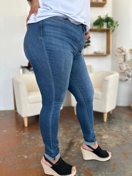 Judy Blue Full Size Cuffed Hem Skinny Jeans - Sleekdenim.com