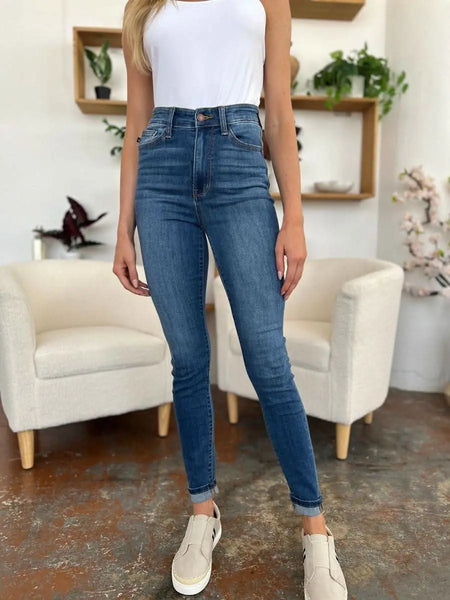 Judy Blue Full Size Cuffed Hem Skinny Jeans - Sleekdenim.com