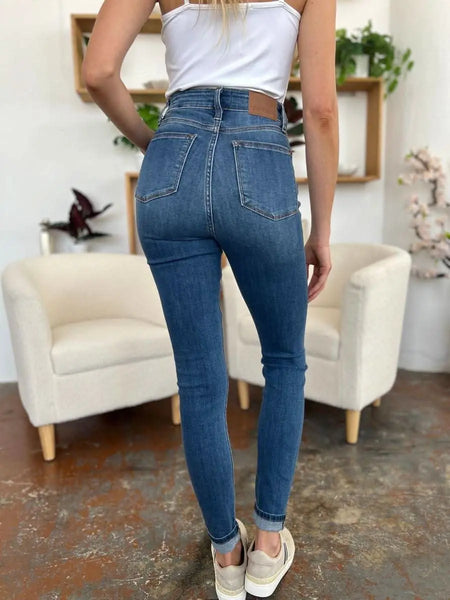 Judy Blue Full Size Cuffed Hem Skinny Jeans - Sleekdenim.com