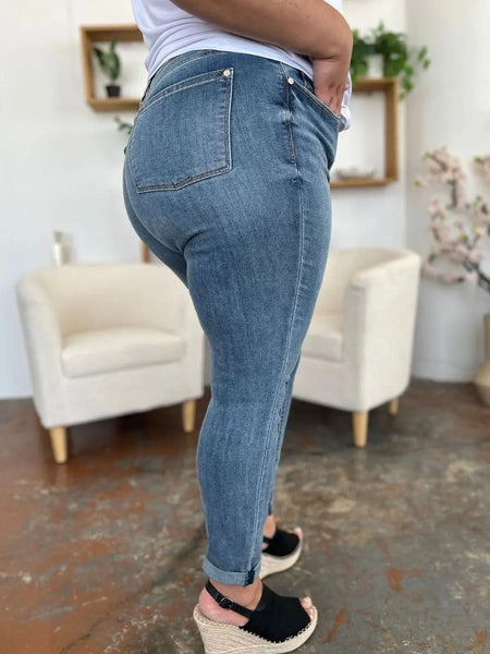 Judy Blue Full Size Cuffed Hem Slim Jeans - Sleekdenim.com