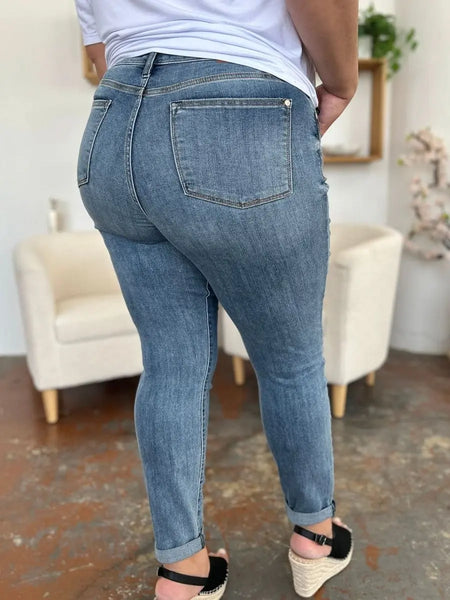 Judy Blue Full Size Cuffed Hem Slim Jeans - Sleekdenim.com