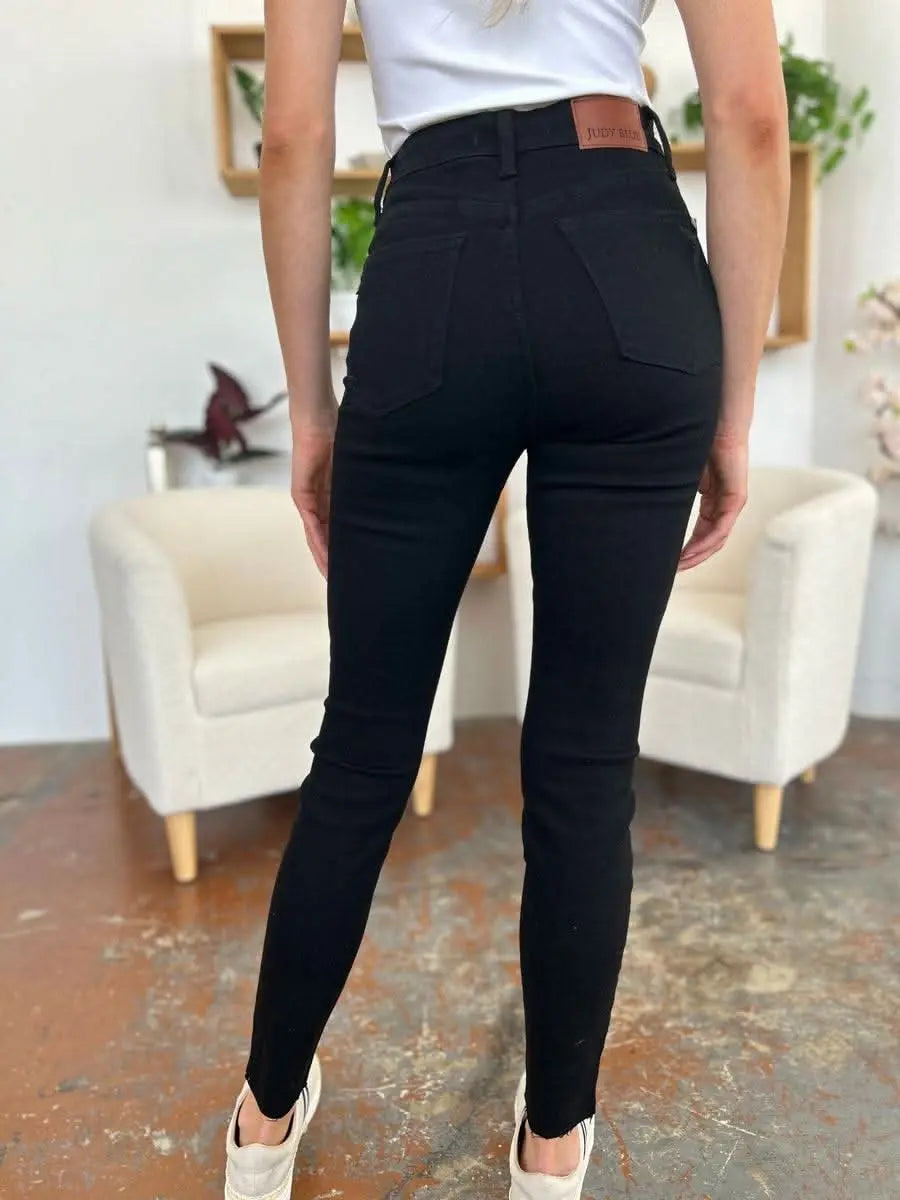 Judy Blue Full Size Distressed Tummy Control High Waist Skinny Jeans - Sleekdenim.com