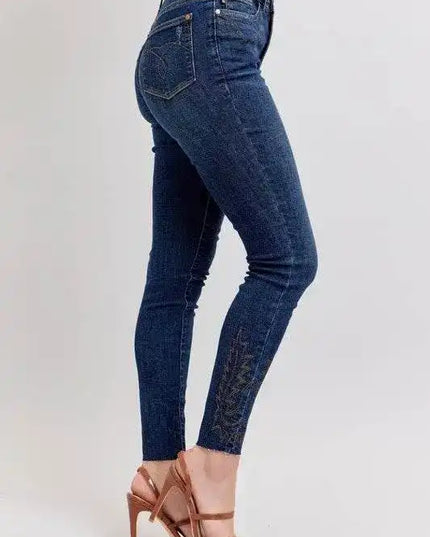 Judy Blue Full Size Embroidered High Rise Skinny Jeans - Sleekdenim.com