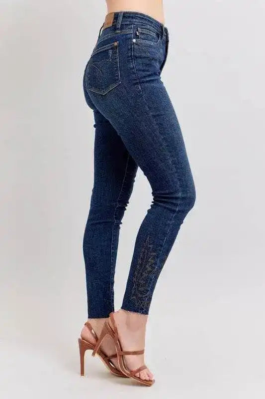 Judy Blue Full Size Embroidered High Rise Skinny Jeans - Sleekdenim.com