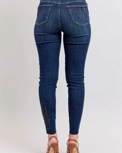 Judy Blue Full Size Embroidered High Rise Skinny Jeans - Sleekdenim.com