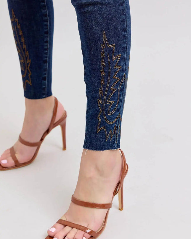 Judy Blue Full Size Embroidered High Rise Skinny Jeans - Sleekdenim.com