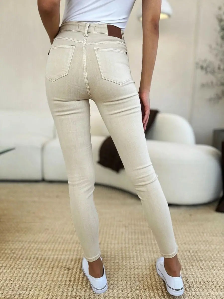 Judy Blue Full Size Garment Dyed Tummy Control Skinny Jeans - Sleekdenim.com