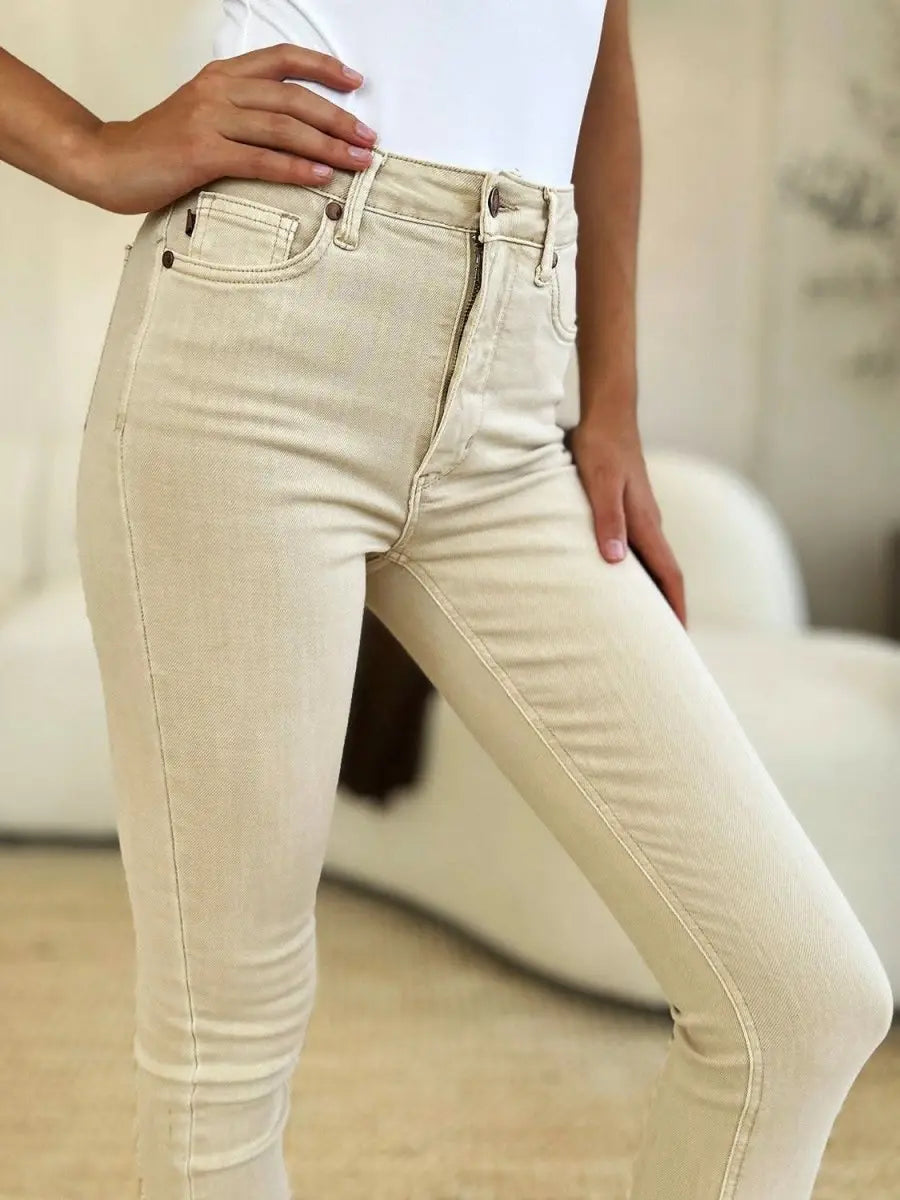 Judy Blue Full Size Garment Dyed Tummy Control Skinny Jeans - Sleekdenim.com