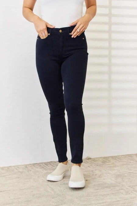 Judy Blue Full Size Garment Dyed Tummy Control Skinny Jeans - Sleekdenim.com