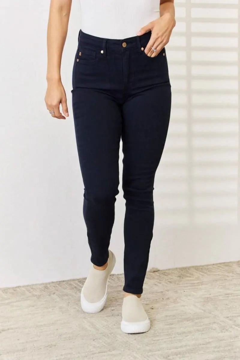 Judy Blue Full Size Garment Dyed Tummy Control Skinny Jeans - Sleekdenim.com