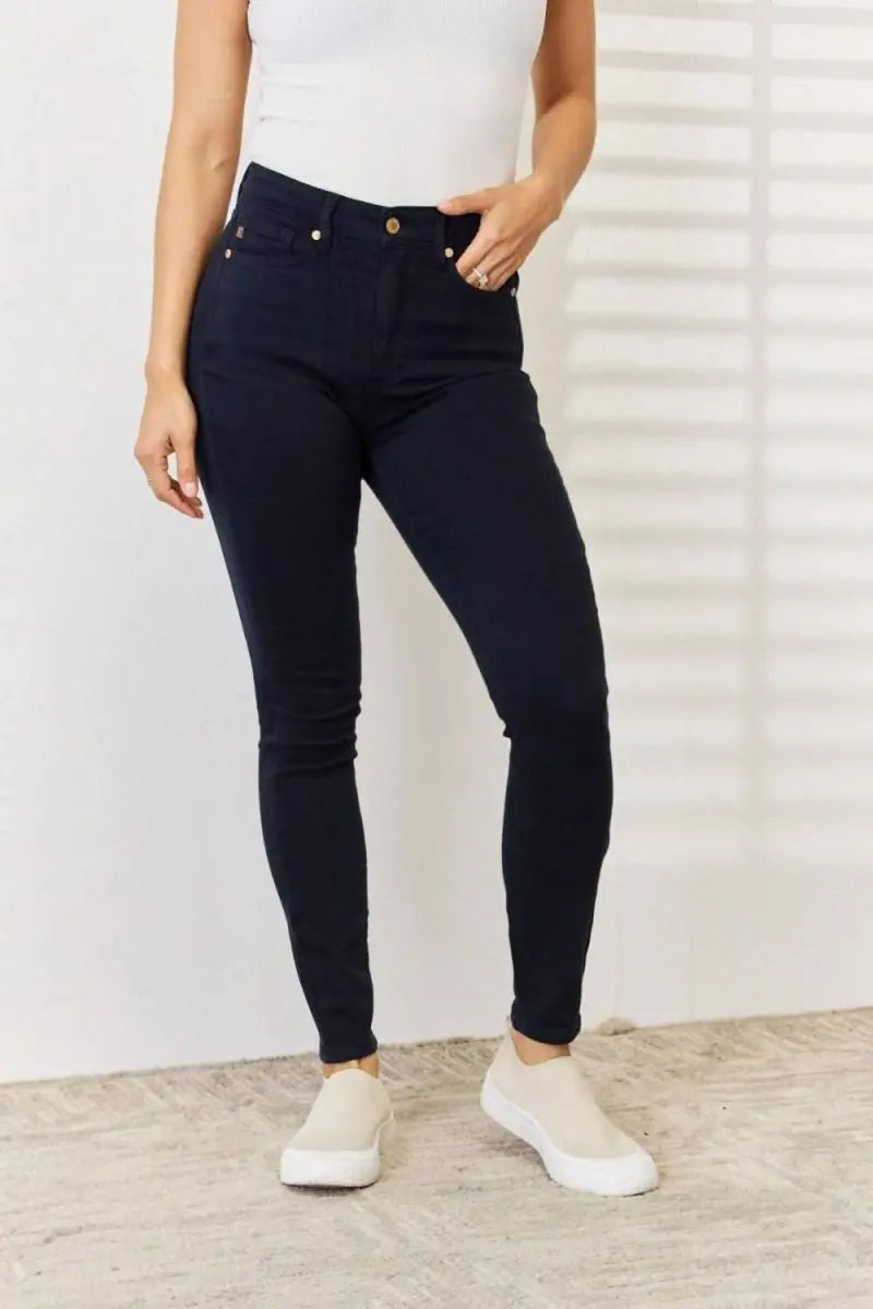 Judy Blue Full Size Garment Dyed Tummy Control Skinny Jeans - Sleekdenim.com