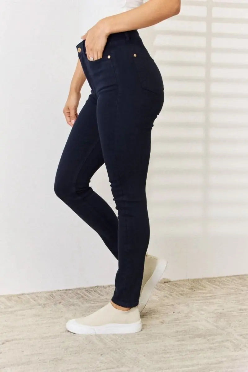 Judy Blue Full Size Garment Dyed Tummy Control Skinny Jeans - Sleekdenim.com