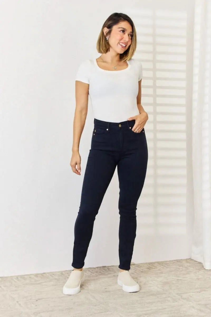 Judy Blue Full Size Garment Dyed Tummy Control Skinny Jeans - Sleekdenim.com