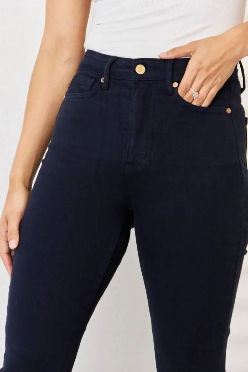 Judy Blue Full Size Garment Dyed Tummy Control Skinny Jeans - Sleekdenim.com