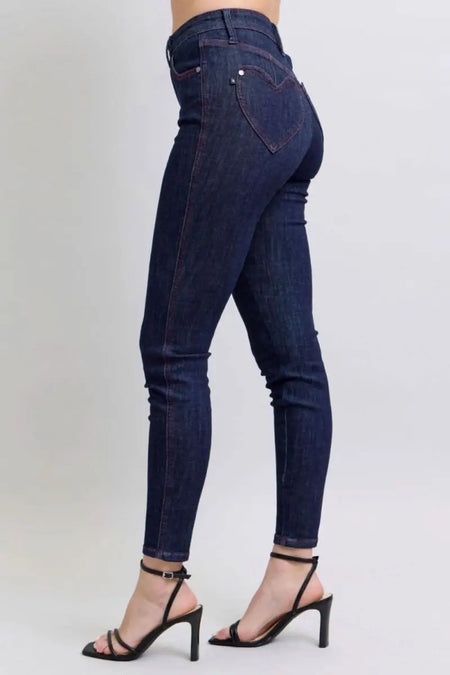 Judy Blue Full Size Heart Shaped Back Pockets Skinny Jeans - Sleekdenim.com