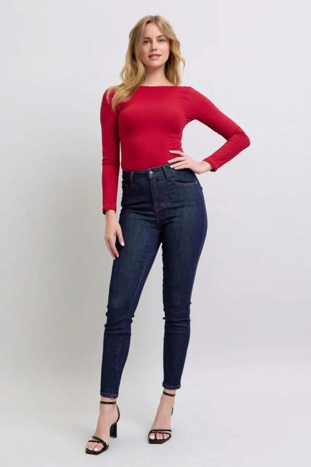 Judy Blue Full Size Heart Shaped Back Pockets Skinny Jeans - Sleekdenim.com