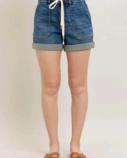 Judy Blue Full Size High Rise Cuff Denim Shorts Plus Size - Sleekdenim.com