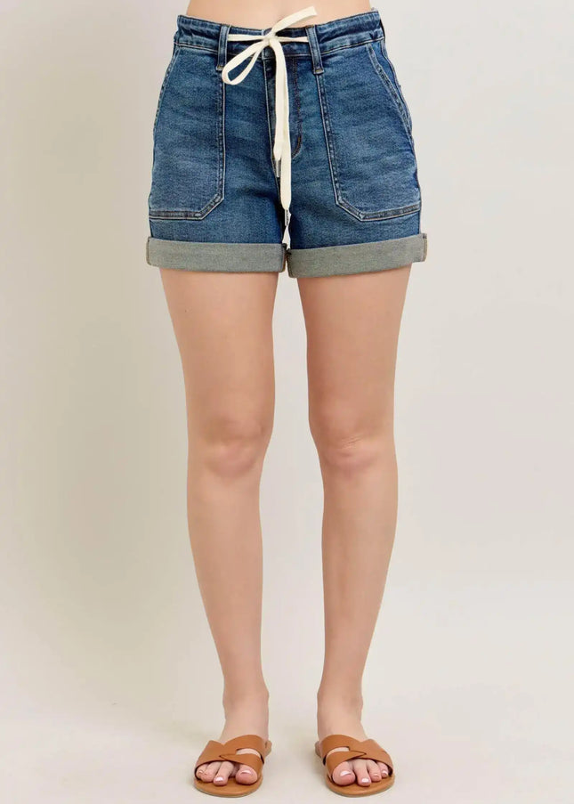 Judy Blue Full Size High Rise Cuff Denim Shorts Plus Size - Sleekdenim.com