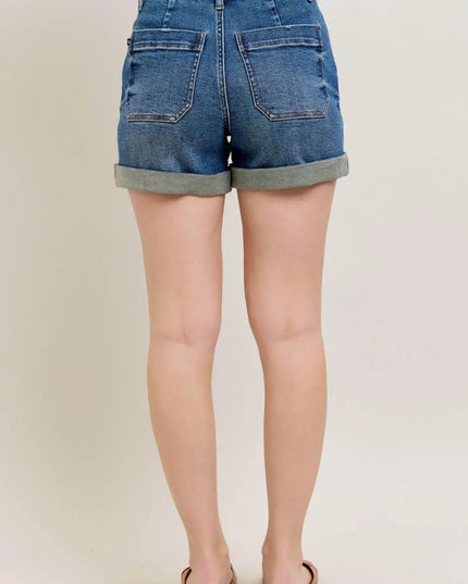Judy Blue Full Size High Rise Cuff Denim Shorts Plus Size - Sleekdenim.com