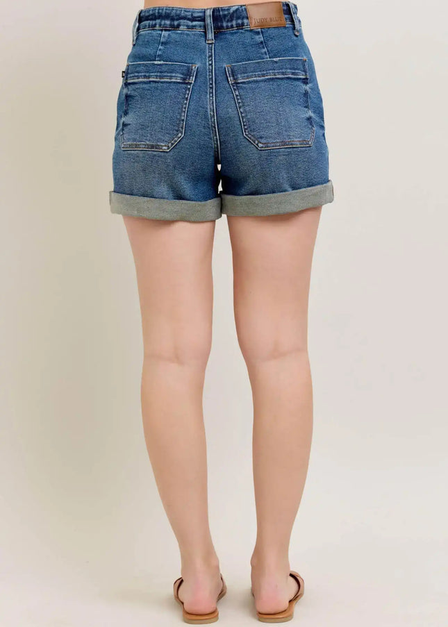 Judy Blue Full Size High Rise Cuff Denim Shorts Plus Size - Sleekdenim.com