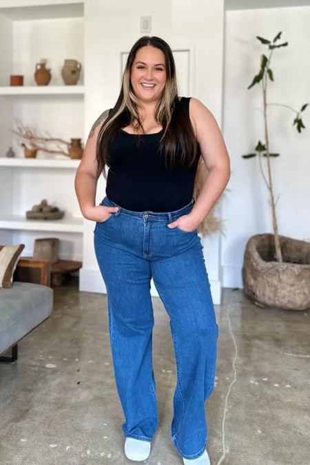 Judy Blue Full Size High Rise Straight Jeans - Sleekdenim.com