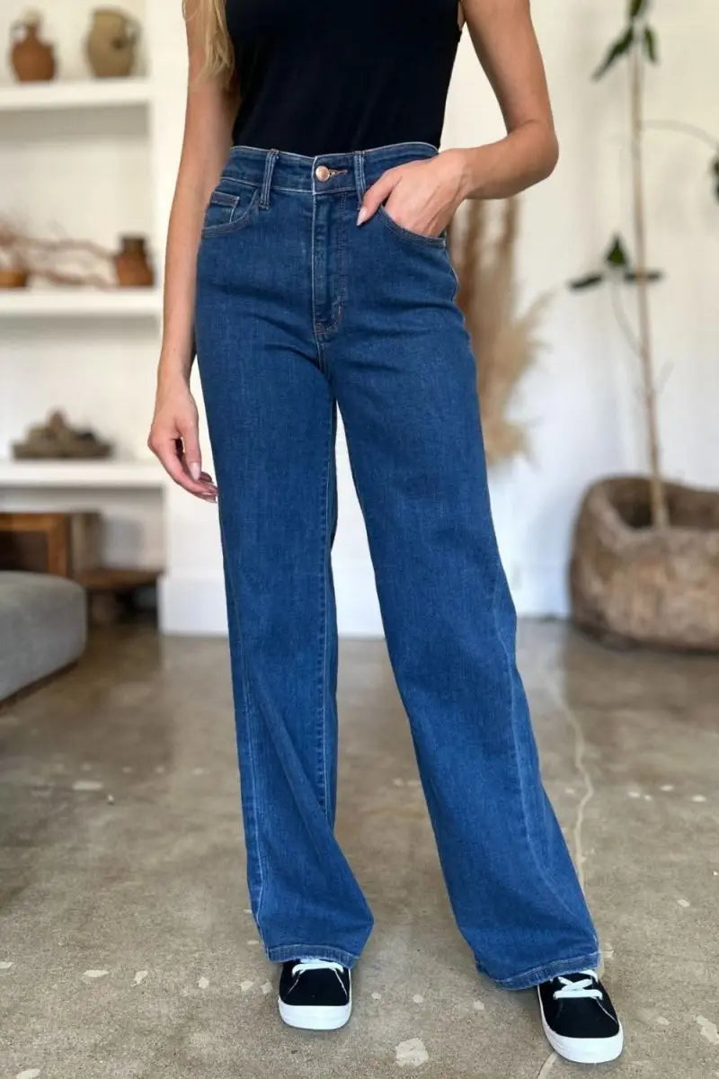 Judy Blue Full Size High Rise Straight Jeans - Sleekdenim.com