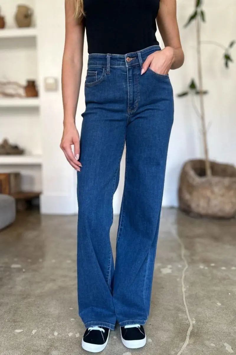 Judy Blue Full Size High Rise Straight Jeans - Sleekdenim.com