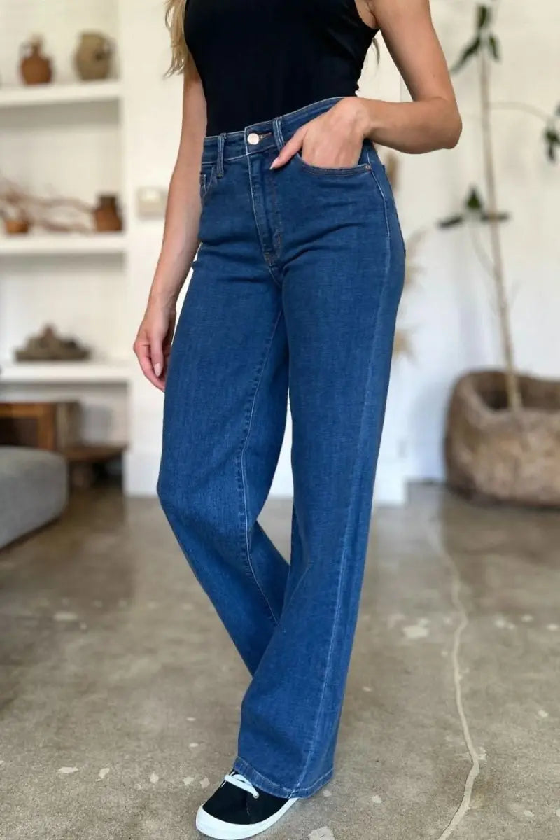 Judy Blue Full Size High Rise Straight Jeans - Sleekdenim.com