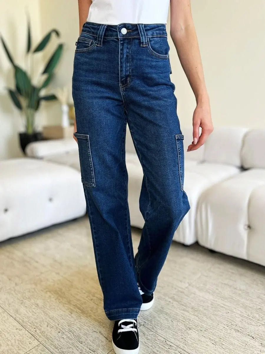 Judy Blue Full Size High Waist Cargo Jeans - Sleekdenim.com