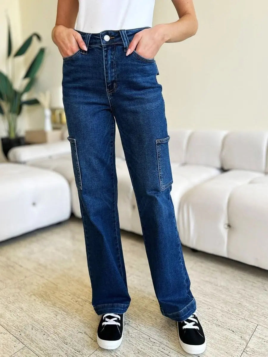 Judy Blue Full Size High Waist Cargo Jeans - Sleekdenim.com