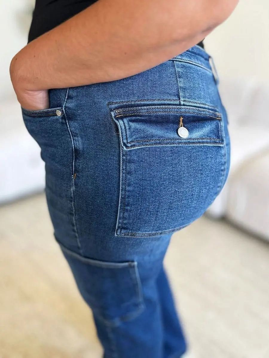 Judy Blue Full Size High Waist Cargo Jeans - Sleekdenim.com