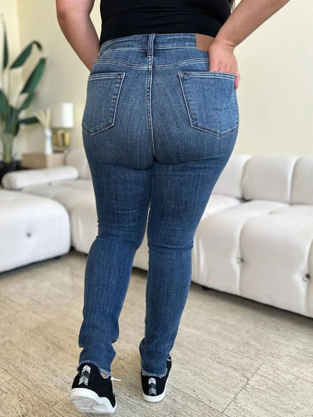 Judy Blue Full Size High Waist Distressed Skinny Jeans - Sleekdenim.com