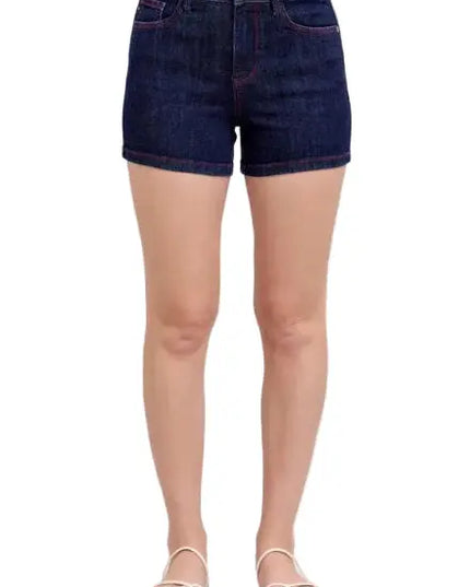 Judy Blue Full Size High Waist Heart Shaped Pkts & Red Contrast Thread Denim Shorts Plus Size - Sleekdenim.com
