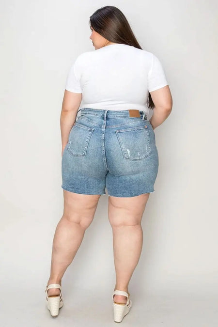 Judy Blue Full Size High Waist Rhinestone Decor Denim Shorts - Sleekdenim.com