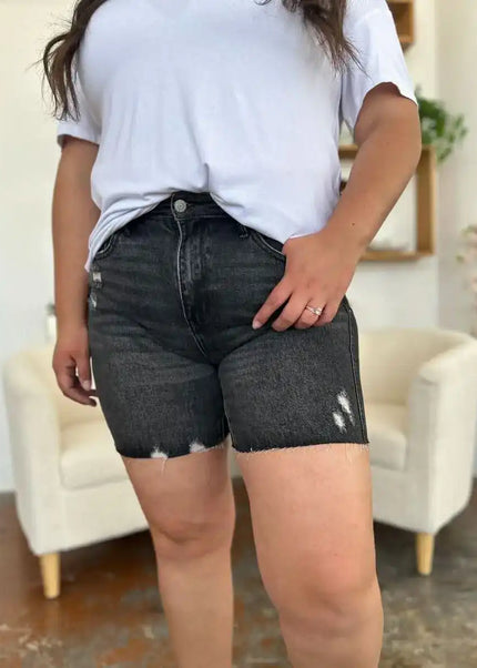 Judy Blue Full Size High Waist Rigid Magic Denim Shorts - Sleekdenim.com
