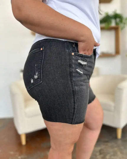 Judy Blue Full Size High Waist Rigid Magic Denim Shorts - Sleekdenim.com