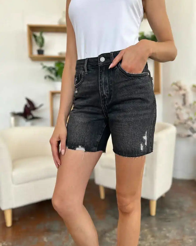 Judy Blue Full Size High Waist Rigid Magic Denim Shorts - Sleekdenim.com