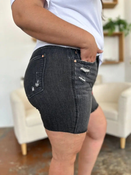 Judy Blue Full Size High Waist Rigid Magic Denim Shorts - Sleekdenim.com