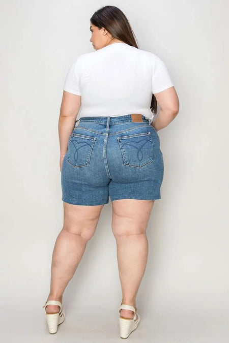 Judy Blue Full Size High Waist Slim Denim Shorts - Sleekdenim.com