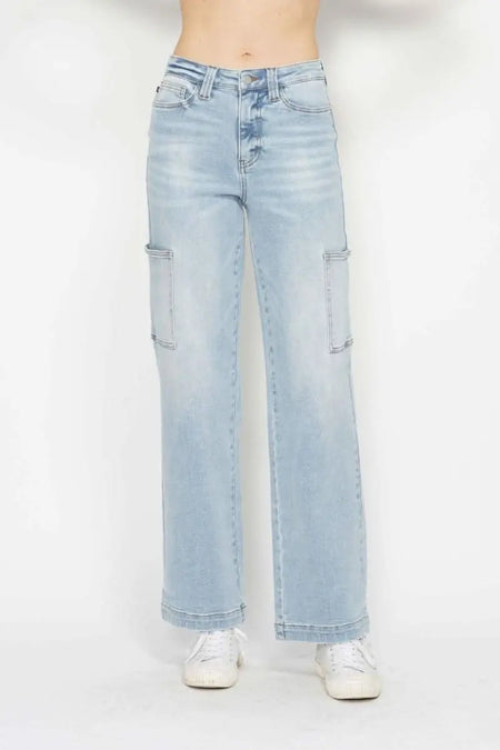 Judy Blue Full Size High Waist Straight Cargo Jeans - Sleekdenim.com