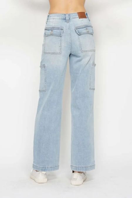 Judy Blue Full Size High Waist Straight Cargo Jeans - Sleekdenim.com