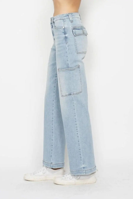 Judy Blue Full Size High Waist Straight Cargo Jeans - Sleekdenim.com