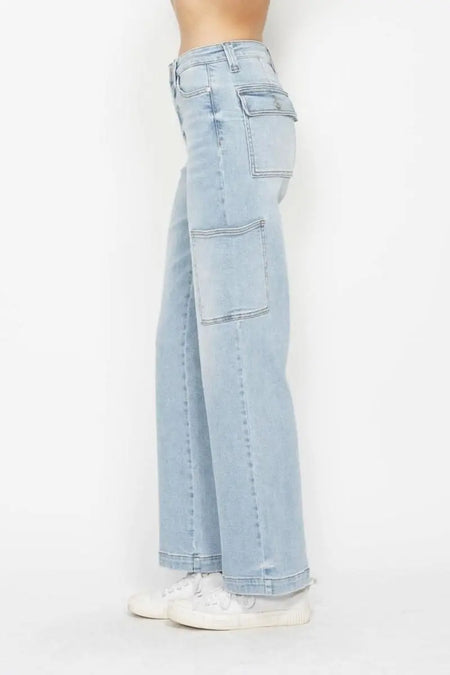 Judy Blue Full Size High Waist Straight Cargo Jeans - Sleekdenim.com