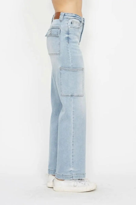 Judy Blue Full Size High Waist Straight Cargo Jeans - Sleekdenim.com