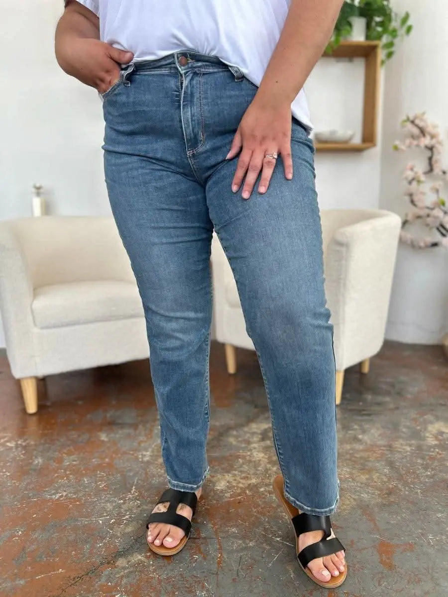 Judy Blue Full Size High Waist Straight Jeans - Sleekdenim.com