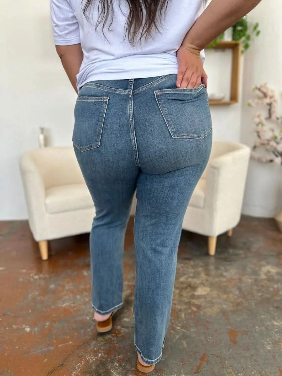 Judy Blue Full Size High Waist Straight Jeans - Sleekdenim.com