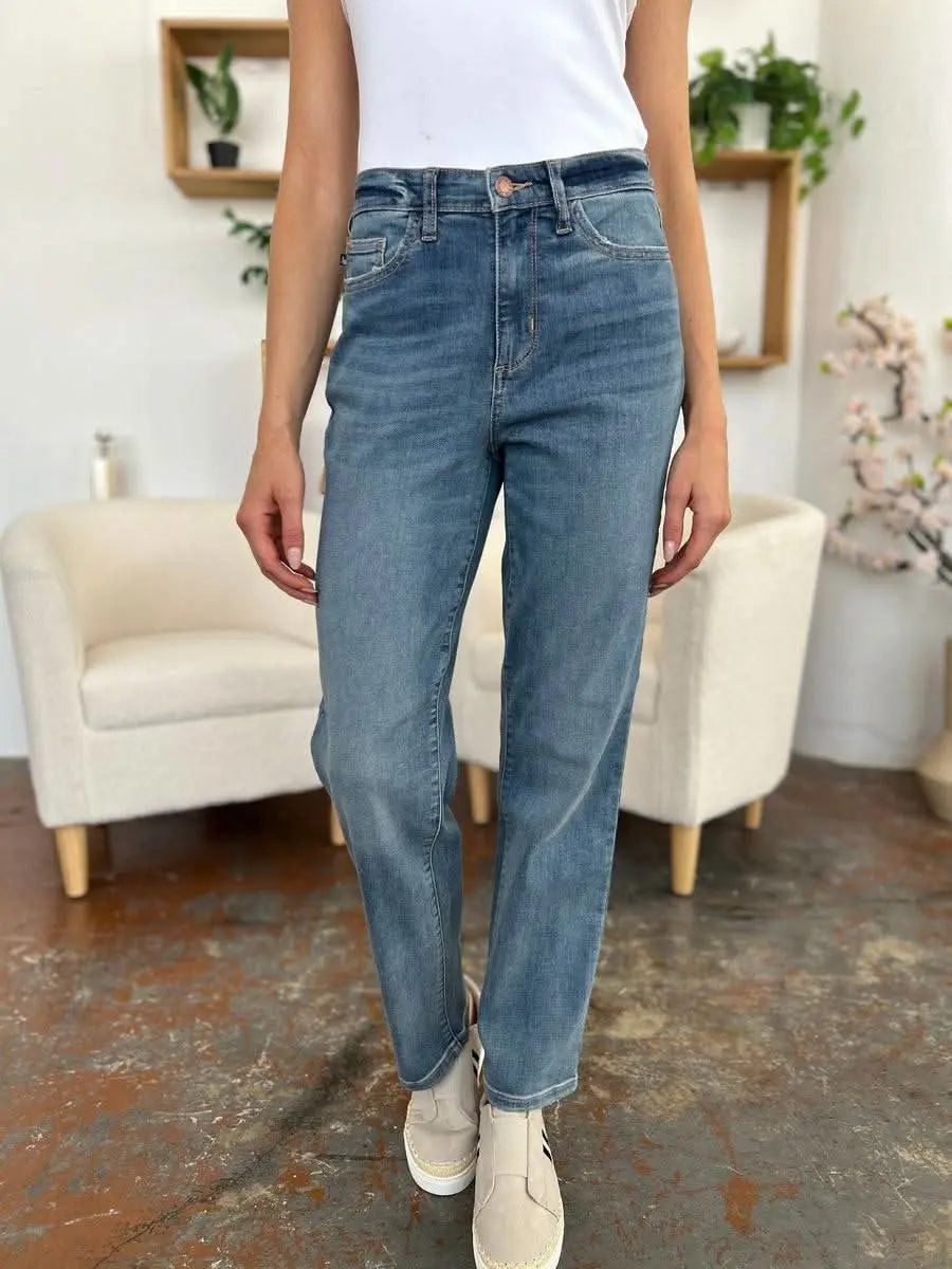 Judy Blue Full Size High Waist Straight Jeans - Sleekdenim.com