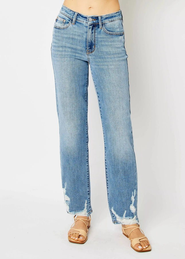 Judy Blue Full Size High Waist Straight Jeans with Heavy Destroy Plus Size - Sleekdenim.com