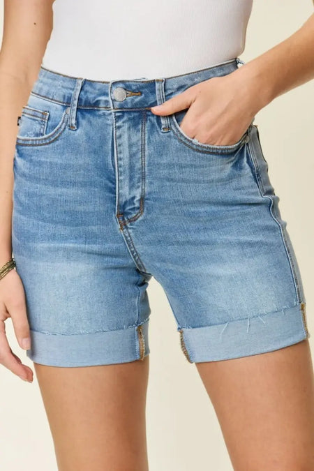 Judy Blue Full Size High Waist Tummy Control Bermuda Shorts - Sleekdenim.com